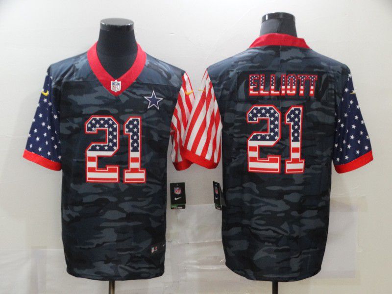 Men Dallas Cowboys 21 Elliott Camouflage national flag Nike Limited NFL Jersey